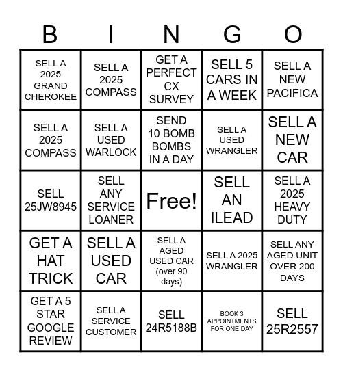 SELKIRK CHRYSLER Bingo Card