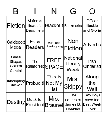 2nd Grade Library Bingo Card
