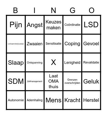 Oefentherapie Muziekbingo Card