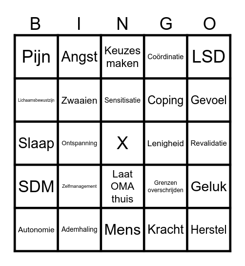 Oefentherapie Muziekbingo Card