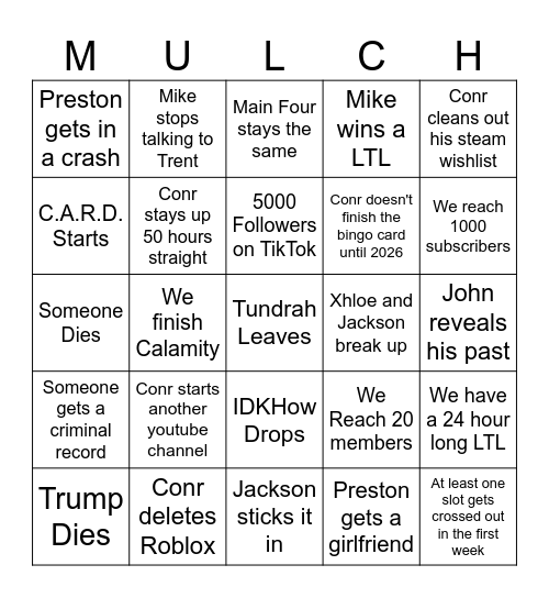 Mulch Gang Bingo Card