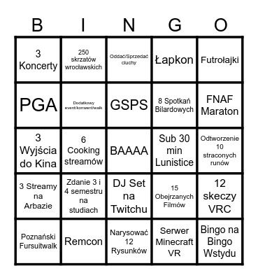 Bingo 2026 Bingo Card