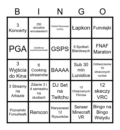Bingo 2026 Bingo Card