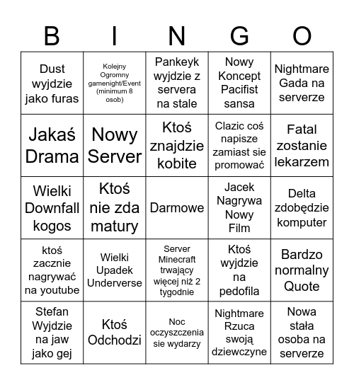 CO sie stanie Bingo Card
