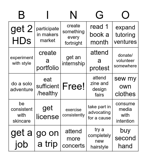 2026 Bingo Card