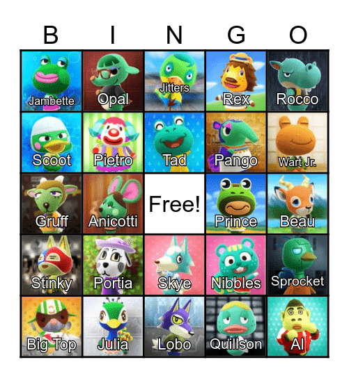LilSimsie Animal Crossing Bingo Card Bingo Card