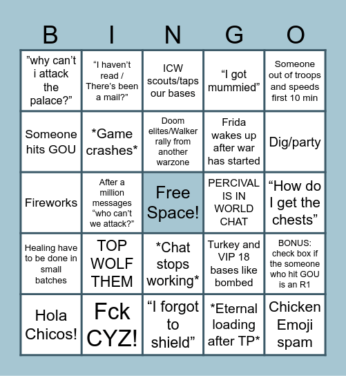 Golden Palace Conquest Bingo!! Bingo Card