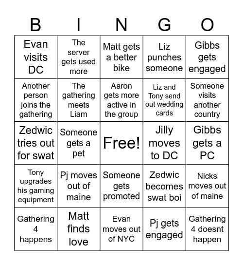 Gather bingo 2026 Bingo Card