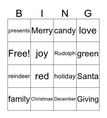 Christmas Bingo Card