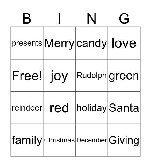 Christmas Bingo Card