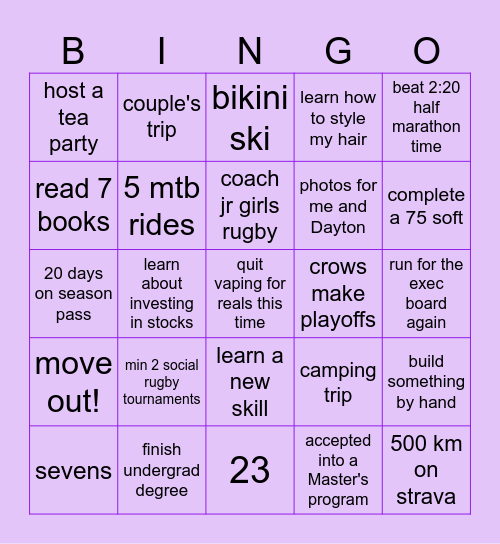 Rachel 2026 Bingo Card