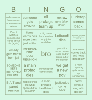 Unstable SMP 2026 BINGO Card