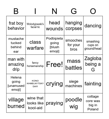 Ognium i Mieczem Bingo Card