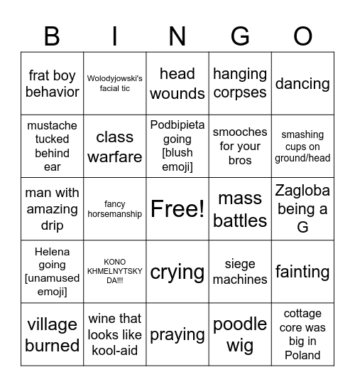 Ognium i Mieczem Bingo Card