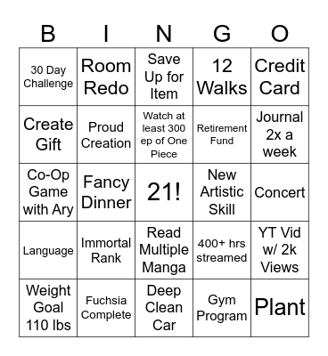 2026 Bingo Card