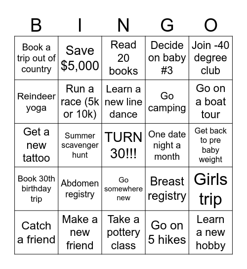 2026 Bingo Card