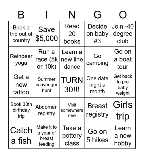 2026 Bingo Card