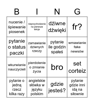 bingo maksymowe Bingo Card