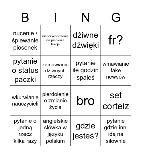 bingo maksymowe Bingo Card