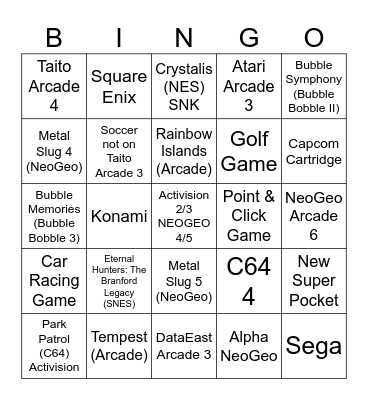 2026 Evercade/Super Pocket Bingo Card
