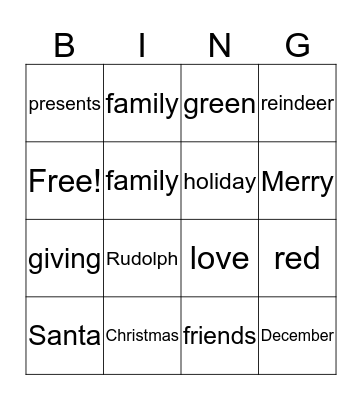 Christmas Bingo Card