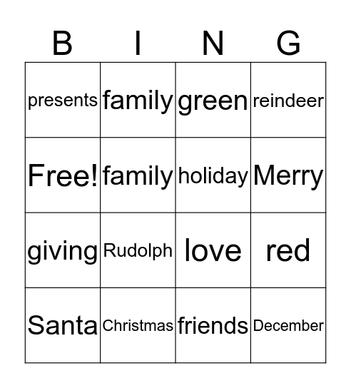 Christmas Bingo Card