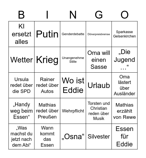 1. Bingo Card