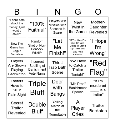 The Traitors Season 4 Bingo Card