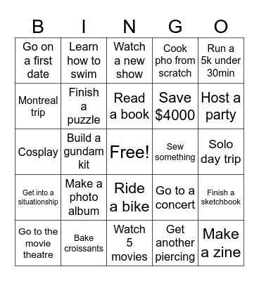 2026 Bingo Card