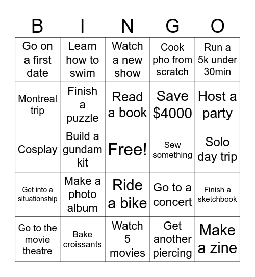 2026 Bingo Card