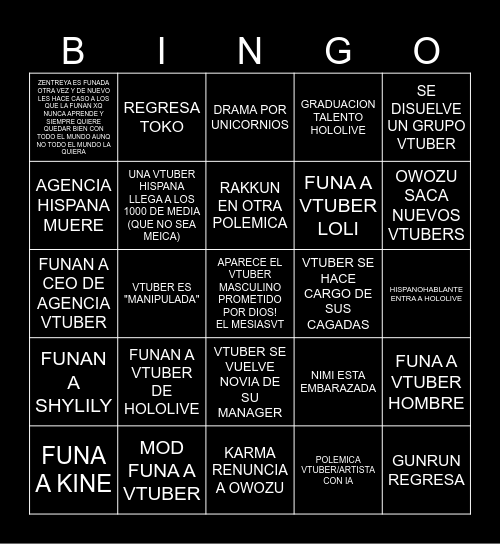 FUNA BINGO 2026 Bingo Card