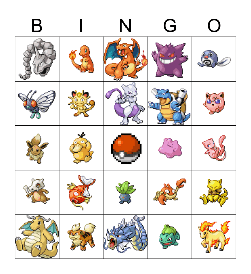Pokemon Bingo Card