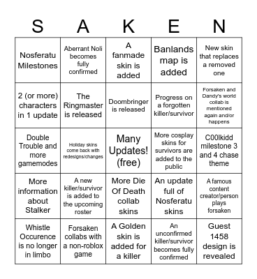 Forsaken 2026 Predictions Bingo Card
