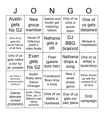 Personal Bingo 2026 Bingo Card