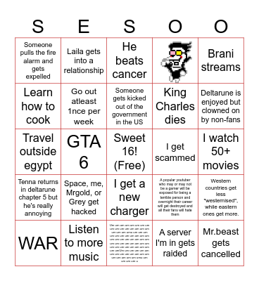 Seso 2026 bingo Card