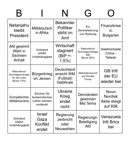 2026 Bingo Card