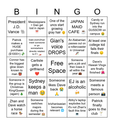 2026 Bingo Card