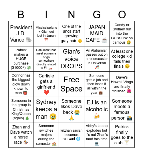 2026 Bingo Card