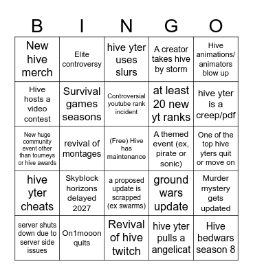 The best hive 2026 bingo Card