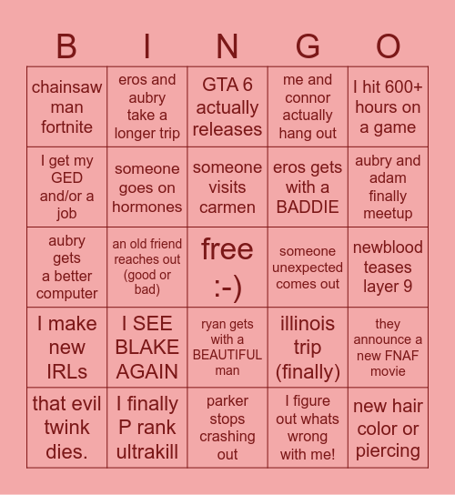 AUBRY 2026 BINGO !! Bingo Card