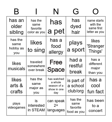 Someone who... Bingo Card