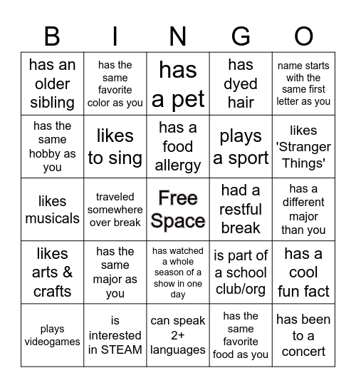 Someone who... Bingo Card
