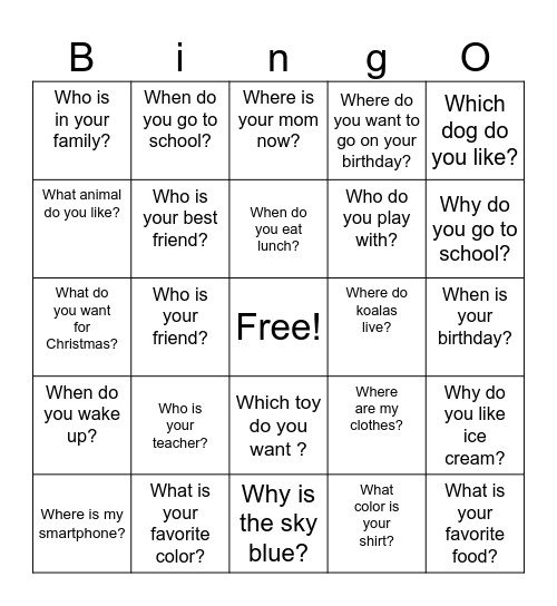5WH Bingo Card