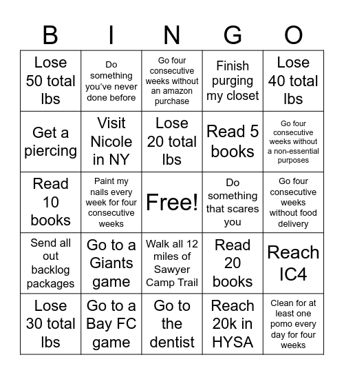 2026 Bingo Card