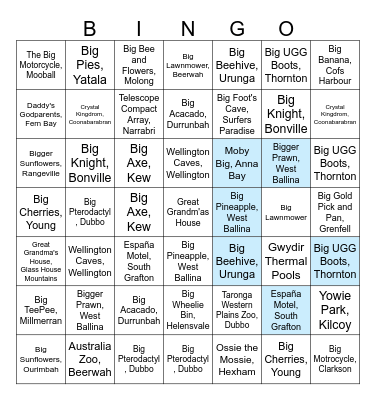 2026 Queensland Trip Bingo Card