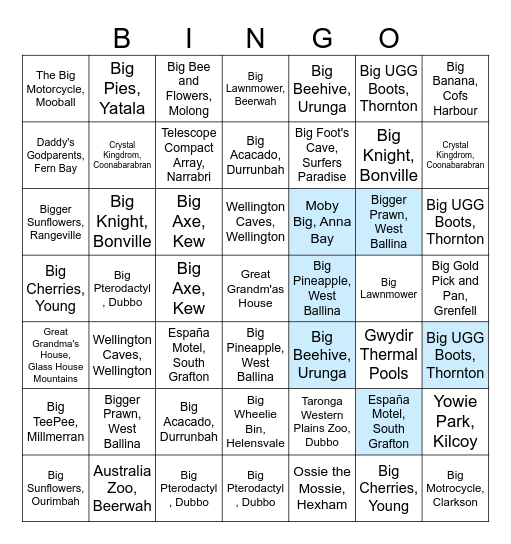 2026 Queensland Trip Bingo Card