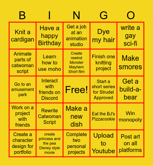 Tristen 2026 Bingo Card