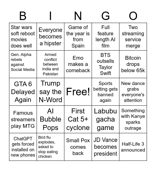 2026 BINGO Card