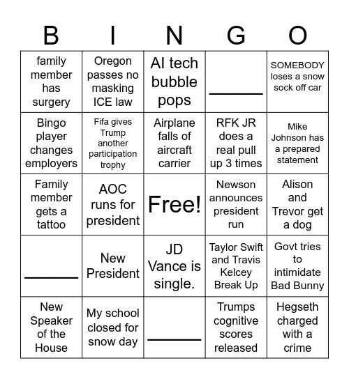 2026 Bingo Card