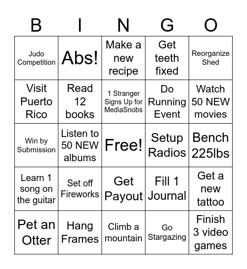 Brandon's 2026 Goals Bingo Card